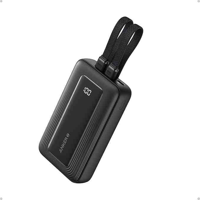 Anker Zolo Power Bank10000mAh 30W Max Fast Portable Charger with Built-in USB-C and MFi Certified Lightning Cables