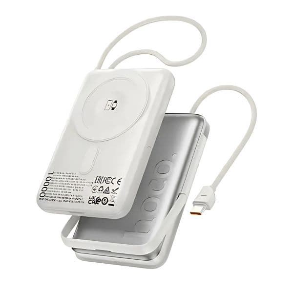 Hoco Q43 10,000mAh 20W Magnetic Wireless Power Bank with Attached Cable & Foldable Stand