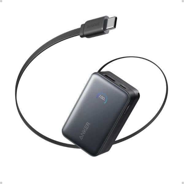 Anker Nano 10000mAh 45W Power Bank with Built-In Retractable USB-C Cable