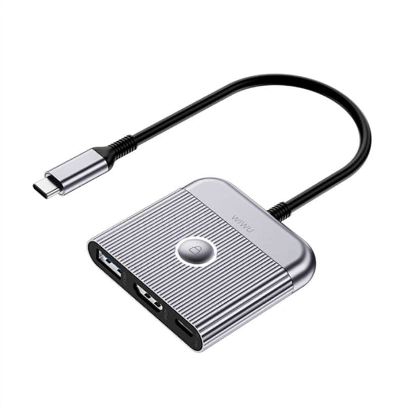 WiWU Wi-HB002 3 in 1 Type C hub Laptop Adapter
