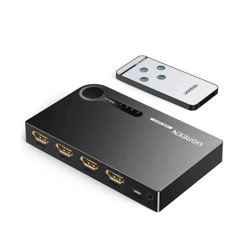 UGREEN 40234 3 In 1 Out 4K HDMI Splitter With IR Remote Control