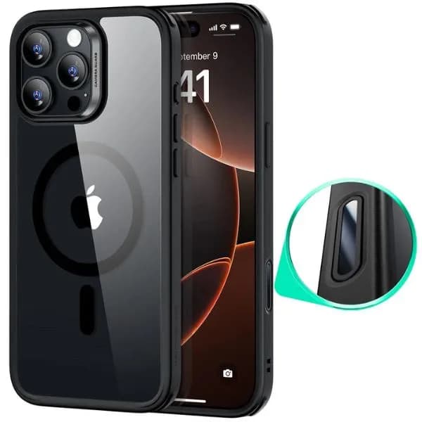 ESR HaloLock Classic Hybrid Case with Camera Control for iPhone 16 Series—Clear/Black
